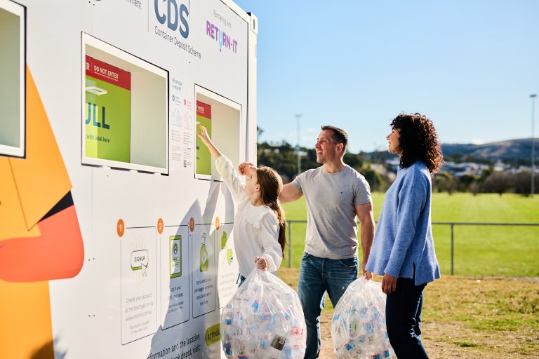 Family returning at a Drop & Go Pod